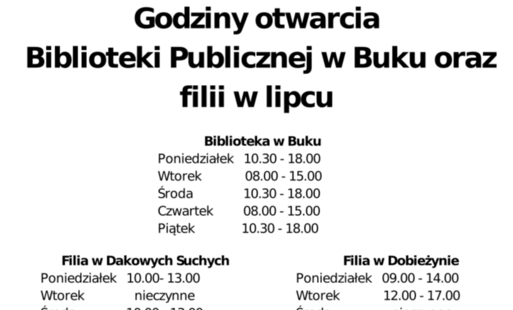 Zdjęcie do Godziny otwarcia w lipcu
