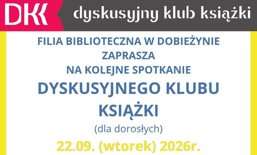 Filia biblioteczna w Dobieżynie zaprasza na spotkanie Dyskusyjnego Klubu Książki 22.09.2026r. o godzinie 10. Bedziemy rozmawiać o książce Melissy Da Costy "Cały ten błękit"